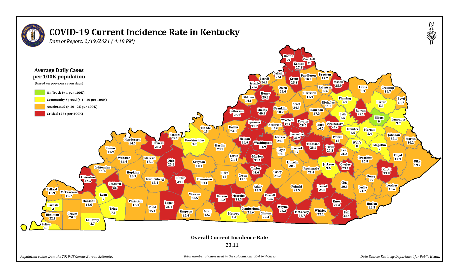 COVID-19 incidence rate 2/19/21